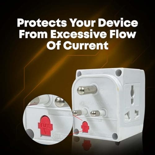 EMBOX 3 Pin Multi Plug Adapter with Individual Switch 3 Pin Plug Socket Safety Shutter Spike Buster Fuse Protected Adapter 3 Way Plug Extension for Home Office Travel-5A-250V, Pack of 1 Orange 4