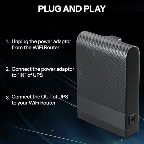 Shanqiu Mini Router UPS by Dark Woof 12V WiFi Broadband Fiber Modem | 8 Hours WiFi Ups Power Backup | Ups for Router at Power Cuts | 12V/2A Plug & Play | Current Surge & Discharge Protection Tu_DOX 5