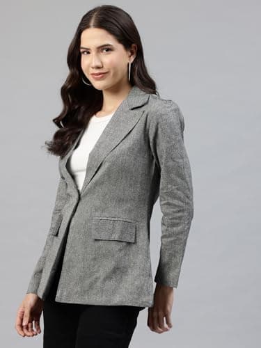 Cottinfab Grey Solid Single-Breasted Cotton Blazer 3