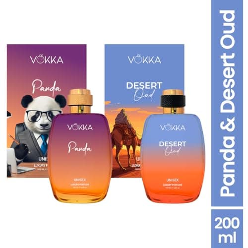 VOKKA Panda & Desert Oud 200 ml | Pack of 2 x 100ml Unisex Luxury Long Lasting Perfume Gift Set For Men And Women | Ambery & Arabian Woody Eau De Parfum | Notes: Saffron, Amber, Spicy Agarwood 2
