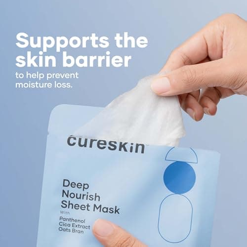 Cureskin Deep Nourish Hydrating Face Sheet Mask with Panthenol, Cica Extract & Oats Bran | Intense Moisture, Glow & Soothing Care | Pack of 3 4