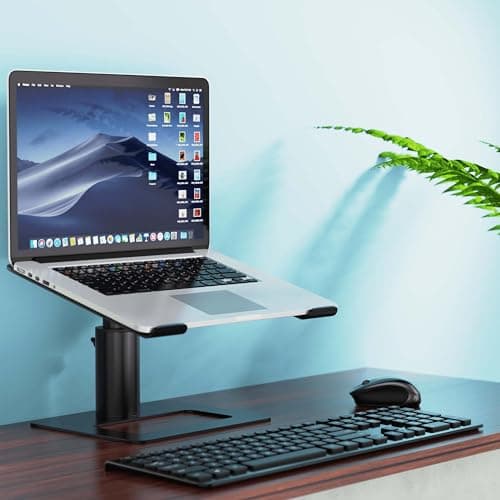 amazon basics Aluminium Laptop Riser Stand | Height Adjustable | Heat Dissipation | Universal Compatibility (Black) 2