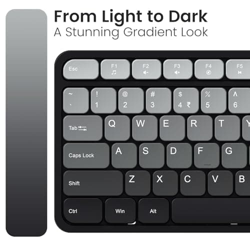 Portronics Key11 Combo Rechargeable Wireless Keyboard and Mouse Set, Bluetooth 5.3&2.4GHz Wireless,Type-C Fast Charging,Gradient Keys, Noiseless Typing, High Precision Mouse, for PC&Laptop(Grey) 2