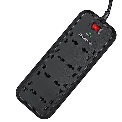 Honeywell Surge Protector, 8 Universal Sockets,20000Amp, 2 Meter Cord, Device Secure Warranty,Automatic Overload Protection,Spike Guard/Extension Board,Master Switch,3Year Manufacturer Warranty