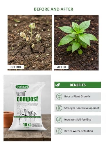 TRUSTMART Organic Fertilizer Organic & Natural Plant Nutrient Cow Manure, Vermicompost Fertilizer (10Kg), Granules 3