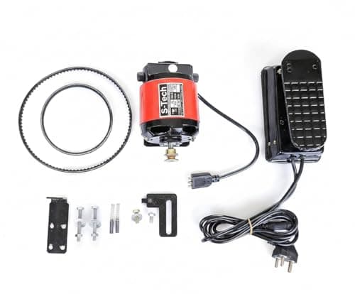 Pro Industial Electric Sewing Machine Motor 1/12 HP | Heavy Controller & Pedal Set | Silai Machine Ki Motor for Domestic Tailoring & Stitching Machine | 100 Stitches (Red)