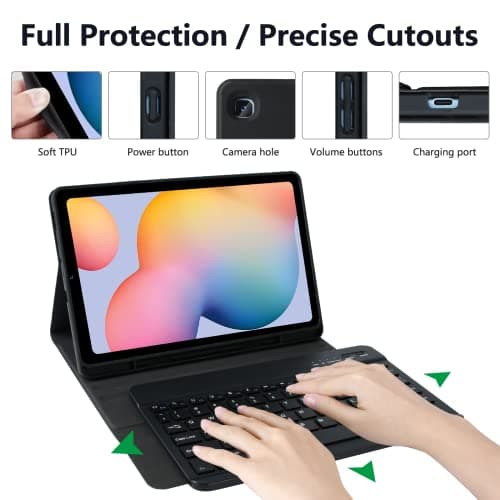 Galaxy Tab S6 Lite 10.4' 2020 Case with Keyboard, Detachable BT Keyboard for Samsung Model SM-P610 / SM-P615 - Tablet Case for Galaxy Tab S6 Lite SM P610 P615 - Keyboard Case with S Pen Holder, Black 3