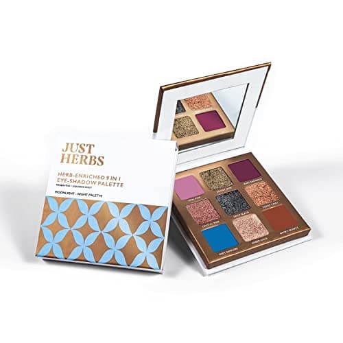 Just Herbs Eyeshadow Palette 9 In 1 Long Lasting Blendable Eye Makeup Palette Shimmery Finish (Moonlight - Night Palette) Multicolor