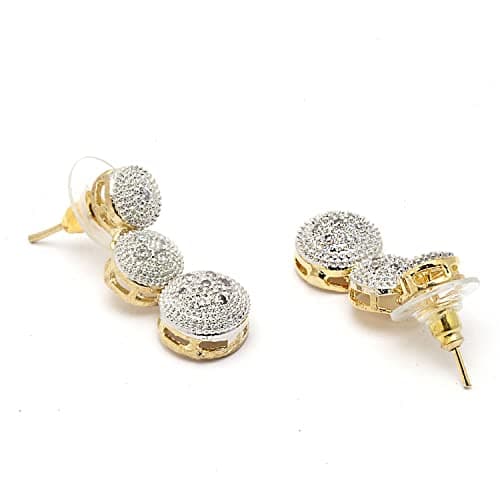 ZENEME Fashion Cubic Zirconia Gold Plated Choker Necklace Set Ring Bracelet With Earring Jewellery For Women Pack Of 4 5