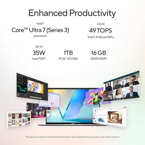 ASUS Vivobook S16 (2026),Smartchoice,Intel Core Ultra 7 355 (Series 3),Intel iGPU, 16GB RAM, 1TB SSD, OLED, 16"(40 cm),Win 11,M365 Basic(1Y) Office 24,Cool Silver, 1.7 Kg, S3607AA-SH090WS, Copilot+ PC 4