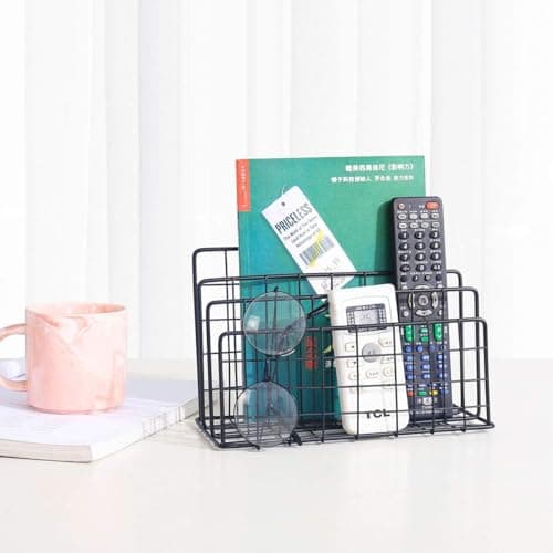 CentraLit Organizer Magazine File Holder Modern Desk, 3 Slot Modern Magazine Holder Stand for Table Desk Home File Stand Decor File Storage for Office (Black) 4
