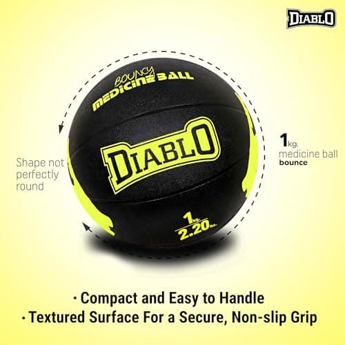 DIABLO 1KG Rubber Medicine Ball with Bounce Effect (1KG, Light Yellow) 2