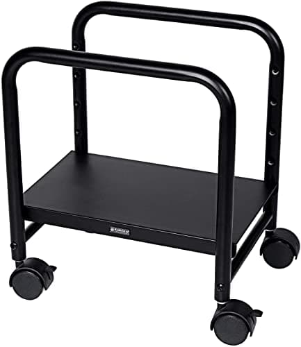 INDIAN DECOR. 45837 ERGONOMIC Computer Cart Height Adjustable Mobile Cart CPU Stand Steel Rolling Stand Cart Holder Locking Wheels for Home Desk Office Desk Black