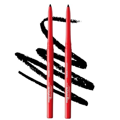 FACES CANADA Magneteyes Kajal - Black, 0.35g (Pack of 2) | 24 Hr Long Stay | One Stroke Smooth Glide | Waterproof, Smudgeproof & Fadeproof | Deep Matte Finish | Enriched With Almond Oil & Vitamin E