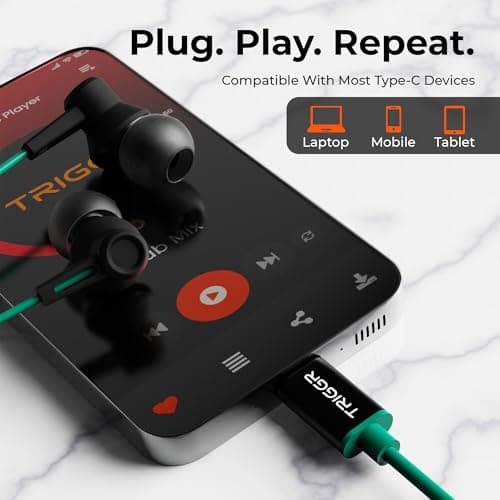 TRIGGR Zing Type-C Wired Earphones with 13mm Driver, in-line Controls, Rich Bass, Mic Wired (Teal Eclipse, in The Ear) 4