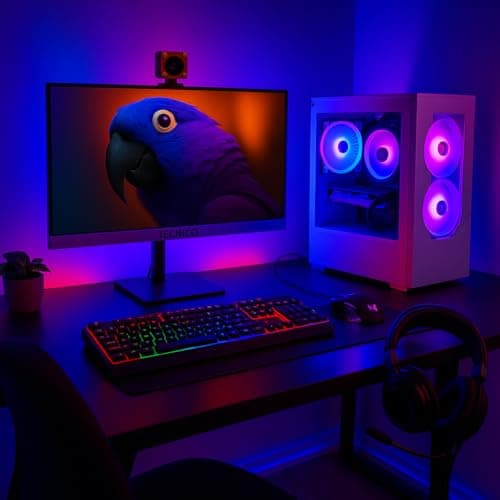 TECNICO Gaming Desktop PC, i5 3470, 16GB DDR3, 512GB SSD, 4GB Graphics, 22-inch IPS Borderless Monitor, RGB Keyboard Mouse Headphone Set, Webcam, WiFi 4