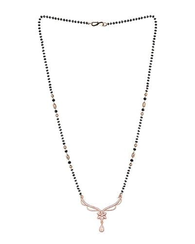 Nilu's Collection Rose Gold Plated Mangalsutra With Black Bead Chain For Women (Style 3)