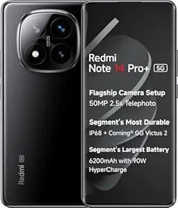 Redmi Note 14 Pro+ 5G (Titan Black, 8GB RAM+ 256GB Storage) | Snapdragon 7s Gen 3 Processor | AMOLED Display | Dual Nano-SIM | 6200mAh Battery