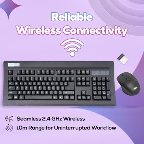 TVS Electronics Platina Wireless Mechanical Keyboard & Mouse Combo | Adujustble Tilt Legs | Laser-Etched Key Caps | Optical Adjustable DPI 1600 | 50M Keystroke | 10M Range | 1-Year Warranty | Black 4