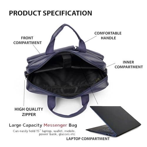ADISA Laptop Messenger Office Bag Briefcase for Work for Men (LB6055-NAV) 4
