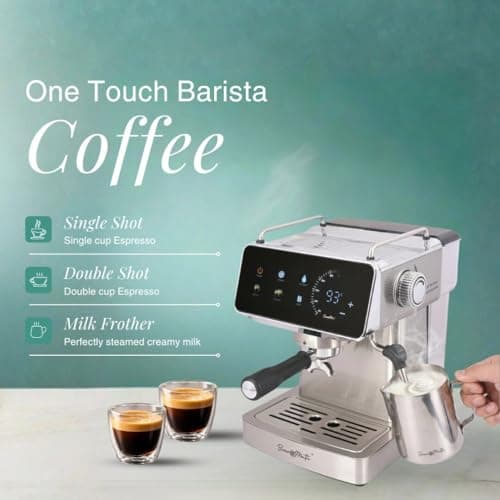 BEVEROMATIC Espresso Coffee Machine I BIS Certified-Made in India I Touchscreen Display I Milk Frother I 1350 Watts, 20 Bar Pump, 1.8 Ltr Water Tank I Latte & Cappuccino Maker for Home & Office 3