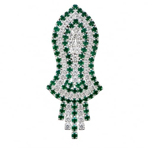 Brooch Pin Leaf Shape Rhinestone for Saree, Suit & Blazer (Green)