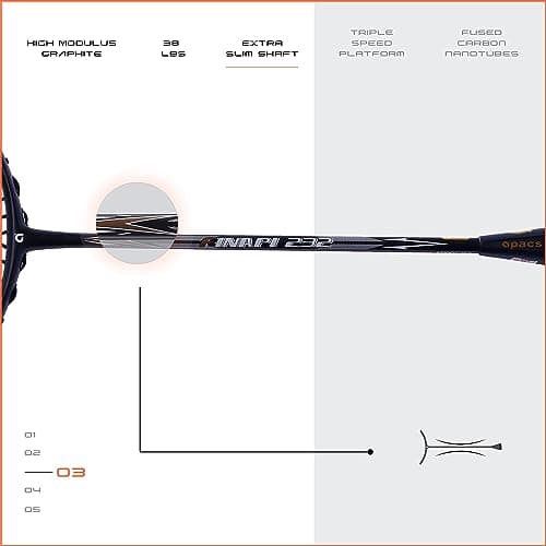 Apacs Finapi 232 (Unstrung, 38 LBS Max Tension) Made in Vietnam | 100% Japanese Graphite | High Modulus | High Power Badminton Racket with Free Full Cover | G1-4 1/4 inches (Black) 4