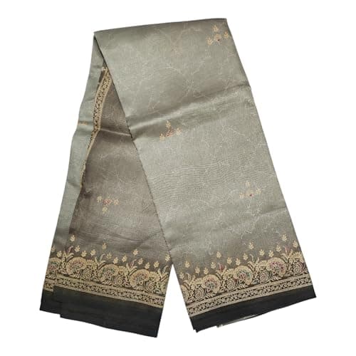 Grey with Black printed Border, Traditional Indian Ethnic Wear