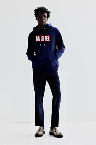 THE DUFFERS Men & Women Cotton Hoodie Marvels Hooded Sweatshirt Blue XL 3