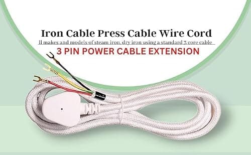 Flysmart Iron Cable AC 250 | Steam Generator | Electric Iron | Power Cable Plug 3 Core Mains Cord Lead 1.5 metre (White) (2) 2