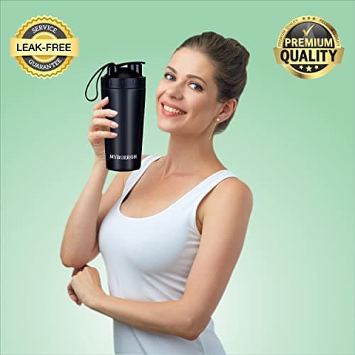 MYBURRGH ® VISIBLE WINDOW BPA FREE Protein Shaker Bottle, Gym Shaker Steel Shaker Bottle Gym Shaker Bottle Shaker Bottles For Protein Shake Gym Protein Shaker Bottle (Matte Black 950 ML) 5