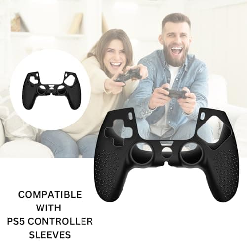 OIVO INDIA Black & Multicolor Controller Silicone Cover Case PS5 Controller Skin Anti Slip Protective Case Sleeve Compatible with Sony PlayStation 5 Controller (Combo of 2) 2