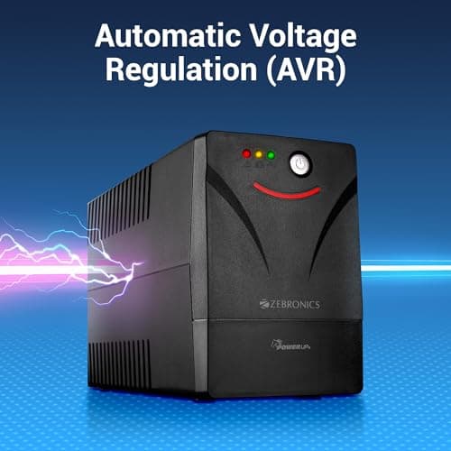 ZEBRONICS MLS755 Line Interactive UPS System, 600VA / 360W, Microcontroller Based, Supports Micro Load, Go to Power Backup & Protection for Home Office, Desktop PC, Routers & Home Electronics, Black 5