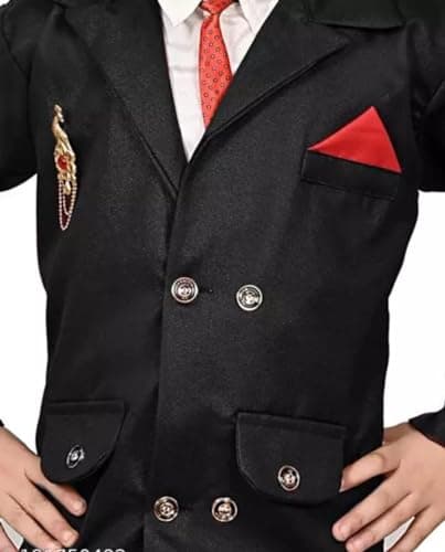 Akshita Trading Boys Festive & Party, Wedding, Formal Blazer, Shirt and Trouser Set (3-4 Years, Black) 3