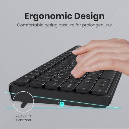 Portronics Key8 Combo Wireless Keyboard and Mouse Set with 2.4 GHz Wireless, Large Keycaps, 104 Keys, Adjustable Mouse Sensitivity, 12 Multimedia Hotkeys, USB Receiver for PC, Laptop, Mac (Black) 5