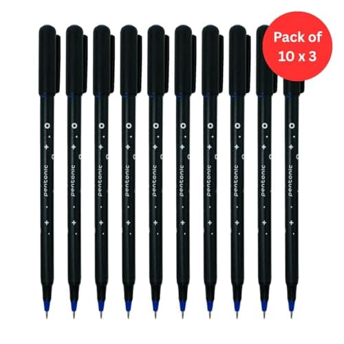 Pentonic Cipher 0.5mm Ball Pen, Black Body Blue Ink (Set of 10) 2