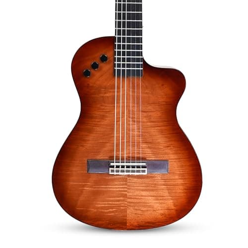 Kadence 39 Electric Classical Guitar - Thin Body SILENT GUITAR - Nylon Strings, Solid Okoume back & sides, Gloss Finish with Rounded Frets, Padded Bag and EQ (Travel Classical Guitar) 5