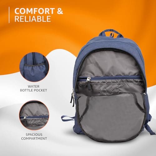 amazon basics Nylon Casual Standard 4 Compartment Backpack (11629-Wolf_Blu), 44 Litre, Blue 3