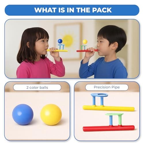 Ratna's Wonder Blow Pipe Set of 2, Creative Floating Ball Game, Blowing Ball Toy Party Game for Kids & Adults, Return Gifts for Birthday Party 4