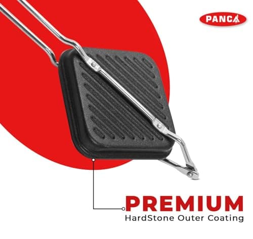PANCA Gas Toaster Grill Sandwich Maker | Cast Aluminium Non-Stick Coated Sandwich Griller with Long Handle | Portable Gas Sandwich Maker (Grill Toaster New) 5