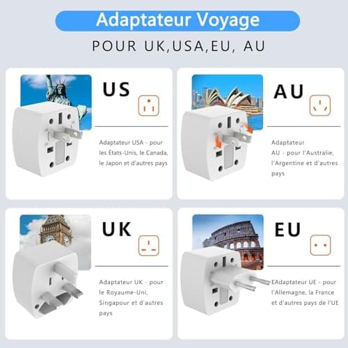 rts Universal Travel Adapter, International All in One Worldwide Travel Adapter and Wall Charger Compatible with, 224 + Countries with Multi Power Outlet Electrical Plug Mobile,Laptop,Tablets,Camera 4