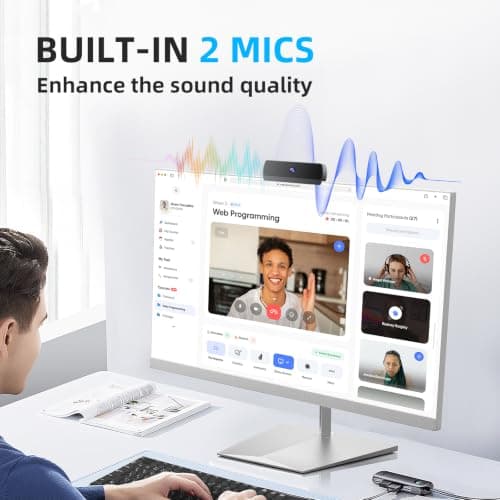 XOCLON HD 1080p Webcam with Microphone, USB Computer Web Camera, Streaming Camera, Noise Reduction, Auto Light Correction, Plug & Play for PC/Laptop, Works with Zoom, Skype, Teams 2