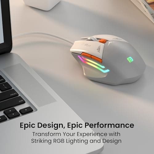 Portronics Vader Wired Gaming Mouse with 6 Buttons, Thumb Support, Adjustable DPI (6400 Max), RGB Light Effects, Ergonomic Design, 1.5 m Long USB Cable for Laptop & PC (Grey) 2