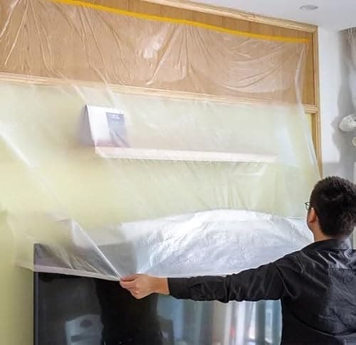 BLUE MAX LD Plastic Dust Cover Roll Sheet 44 Inch x 30 Meter | Transparent Polyethylene Sheeting Roll | Waterproof Dustproof Protective Cover | Furniture, Packing, Painting, Renovation Use 5