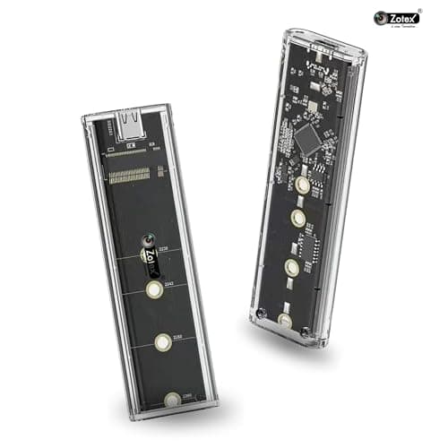 Zotex NVMe SSD Enclosure USB 3.1 Type-C | External SSD Case for M-Key NVMe PCIe SSD | Tool-Free Transparent Hard Drive Enclosure for PC, Laptop & Mac 2