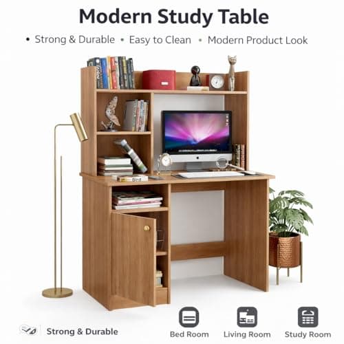 SPYDER CRAFT Engineering Wood Modern Office Desk Study Table Computer Table for Office Work from Home Kids Study Room Workstation (Oak) Assembly (DIY) Do It By Yourself 5