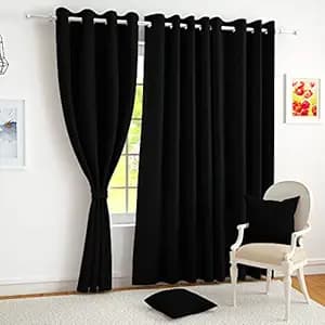 Story@Home 100% True Blackout Solid Window Curtains 5 Feet Long Set of 1 | Room Darkening | Thermal Insulated Curtains for Living Room | (118 x 152 cm, Black)