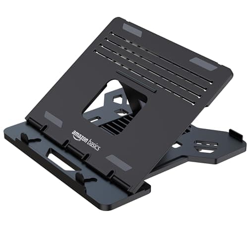 amazon basics Adjustable Laptop Riser Stand | Wide Compatibility | Multiple Adjustable Angles | Ventilated & Secure Design 2