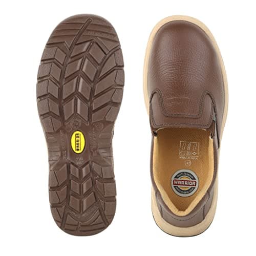 Liberty Warrior Lightweight Slip On Safety Shoes for Man | 3003-123 | Steel Toe Cap | Antislip & Water Resistant | Double Density, Antistatic & Abrasion Resistance | Black & Brown | Size 5-11 UK 4