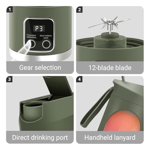 CRAYLUXE Portable Juicer Blender – 450ML | 12-Blade | USB Rechargeable | Smoothies, Shakes & Juices | Travel-Friendly (GREEN) 5